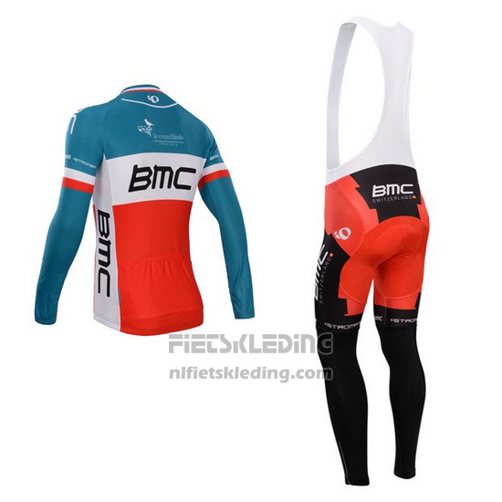 2014 Fietskleding BMC Kampioen Italie Blauw en Oranje Lange Mouwen en Koersbroek